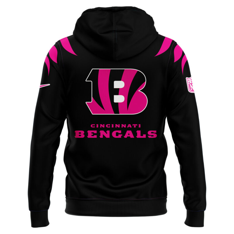Cincinnati Bengals Breast Cancer Hoodie 2024 - Image 3