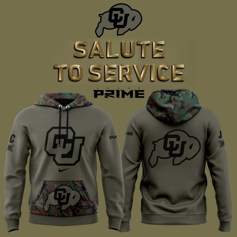 Colorado Buffaloes Football Nike Camo 2024 Salute to Service Club Fleece Pullover Hoodie