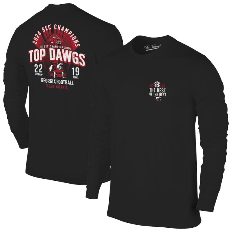 Men's Black Georgia Bulldogs 2024 SEC Football Conference Champions Score Long Sleeve Shirt