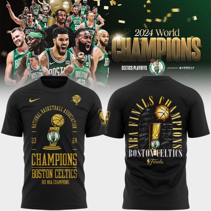 Boston Celtics 2024 WORLD CHAMPIONS Congratulations 18-Time NBA Finals Tee