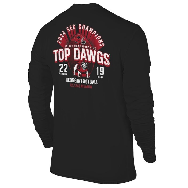 Men's Black Georgia Bulldogs 2024 SEC Football Conference Champions Score Long Sleeve Shirt - Image 2