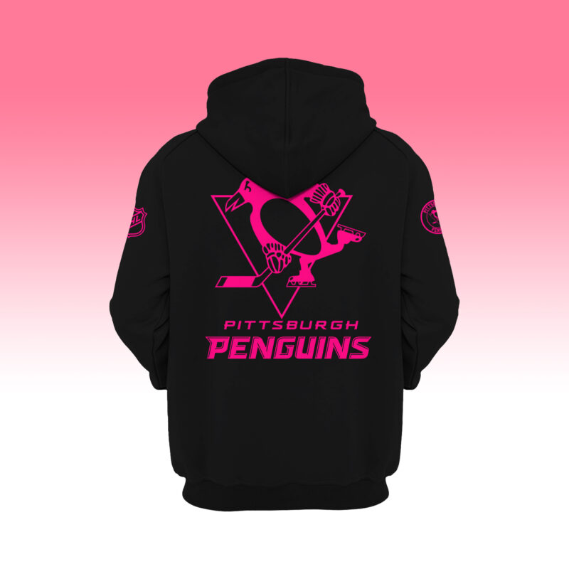 Women?s Nike Pittsburgh Penguins 2024 NHL Breast Cancer Awareness Month Pullover Hoodie - Image 3