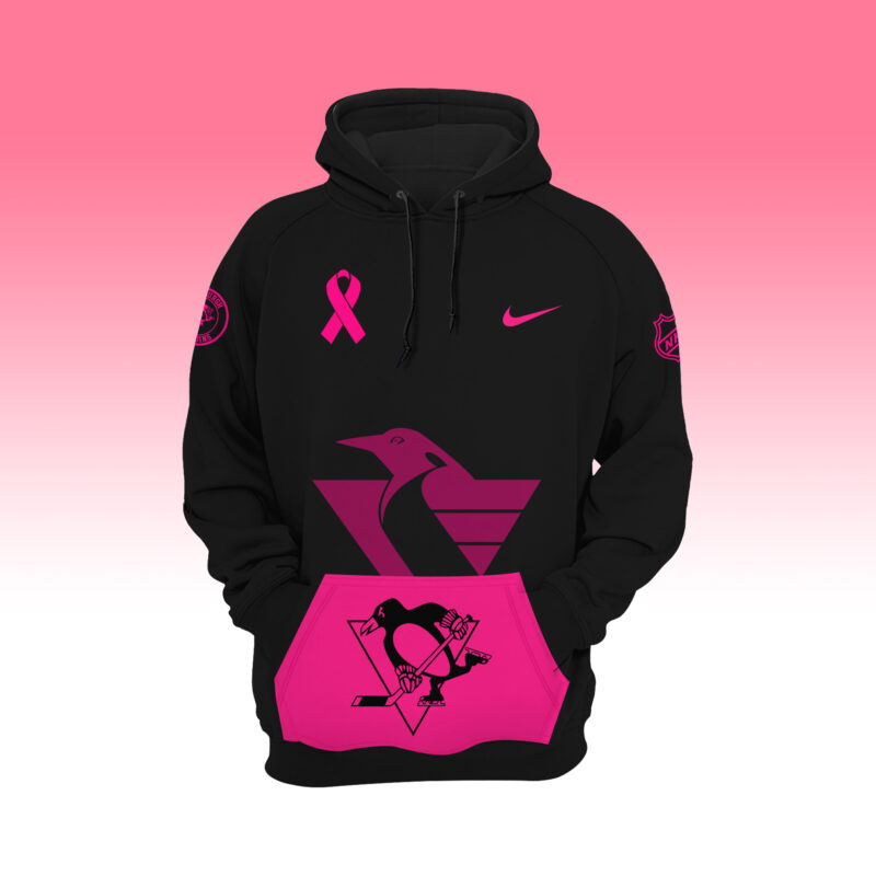 Women?s Nike Pittsburgh Penguins 2024 NHL Breast Cancer Awareness Month Pullover Hoodie - Image 2