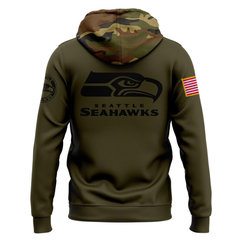 Men’s Seattle Seahawks Nike Camo 2024 Salute to Service Club Fleece Pullover Hoodie V2 - Image 3