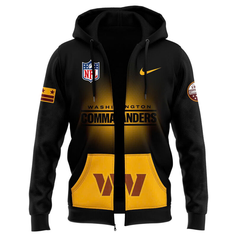 XX-Washington Commanders Nike 2024 Black threads Premium Limited Pullover Zip Hoodie - Image 2