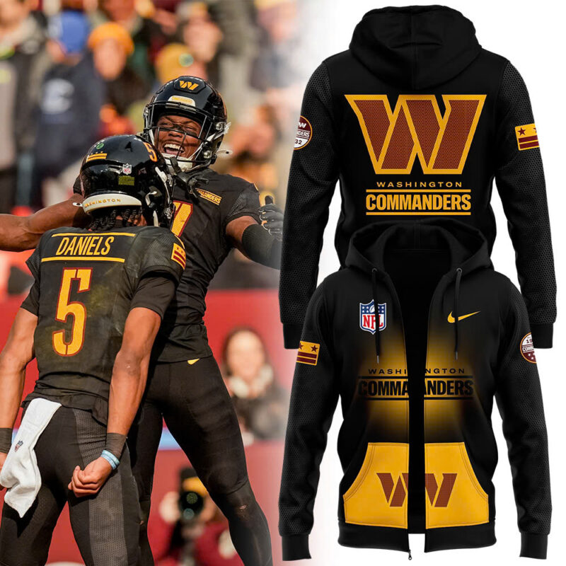 XX-Washington Commanders Nike 2024 Black threads Premium Limited Pullover Zip Hoodie