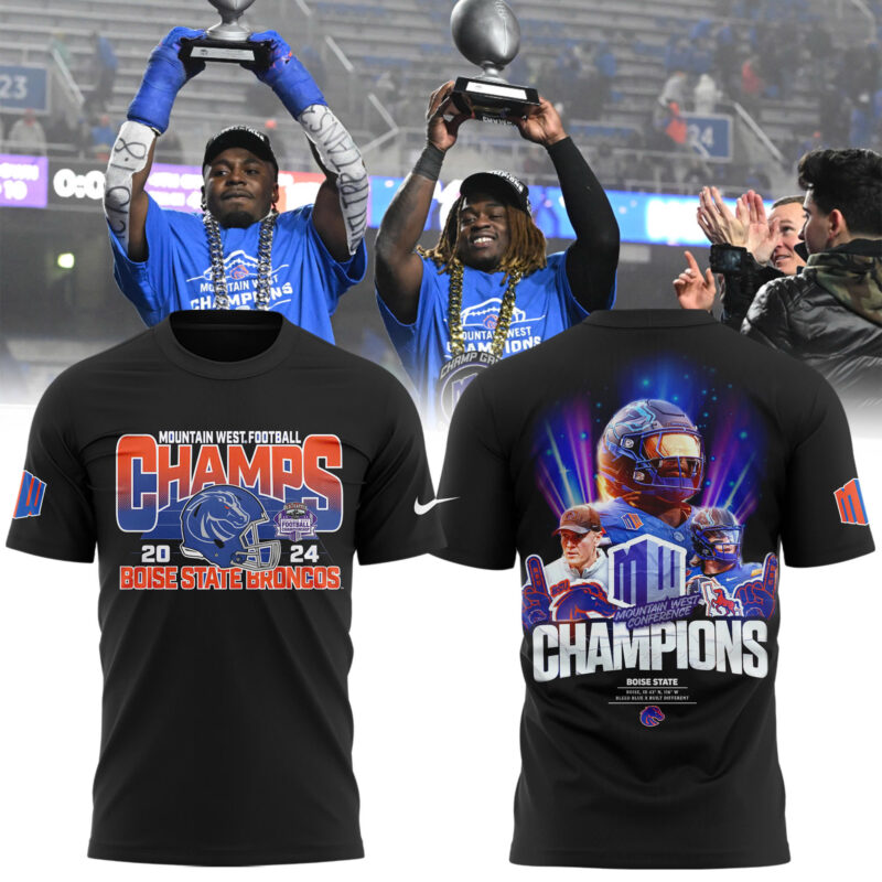 Nike Boise State Football 2024 Mountain West Champions Premium Limited Tee V3 (Black)