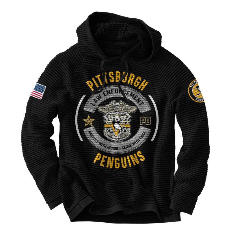 Unisex?s Pittsburgh Penguins 2024 Law Enforcement Appreciation Day Limited Pullover Waffle Hoodie - Image 2