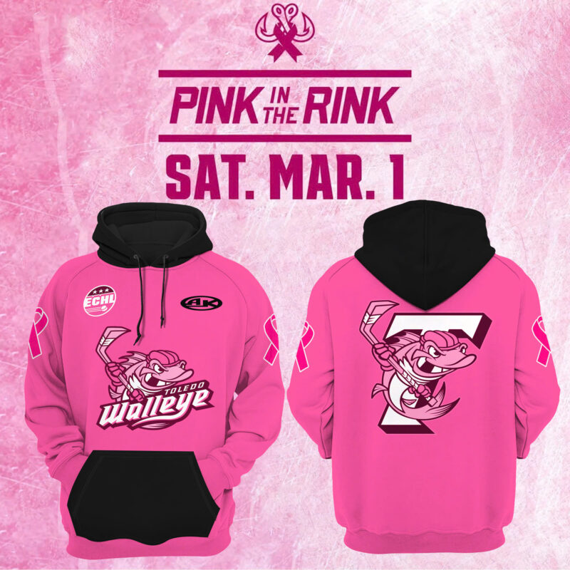 Women?s Toledo Walleye x 2025 Pink in the Rink Limited Edition Pullover Hoodie