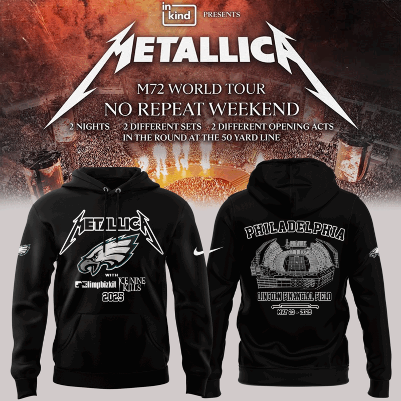 Limited Edition M72 World Tour x Philadelphia Eagles Black Hoodie 2025