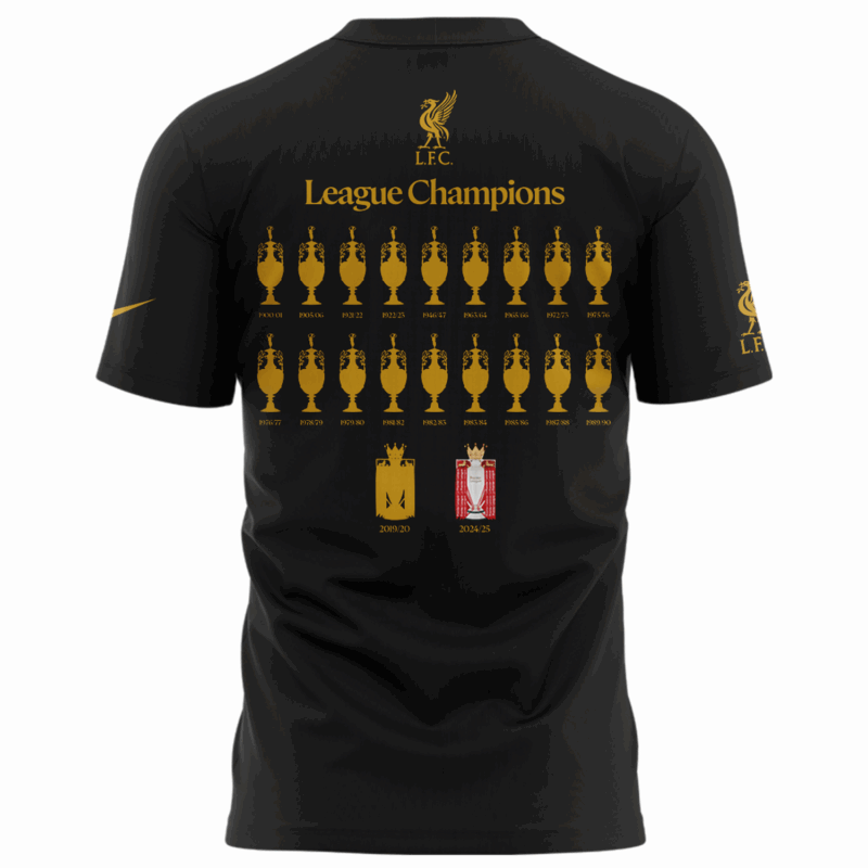 Liverpool F.C. EPL Champions 24/25 Limited Edition Black TSHIRT - Image 3