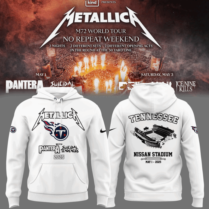 Limited Edition M72 World Tour x Tennessee Titans White Hoodie 2025