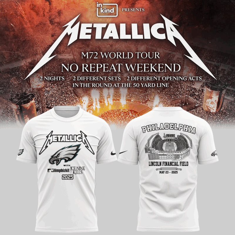 Limited Edition M72 World Tour x Philadelphia Eagles White Tshirt 2025