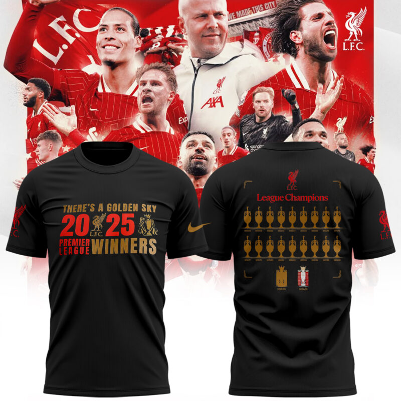 LFC EPL Champions 24/25 Adults Tshirt Black