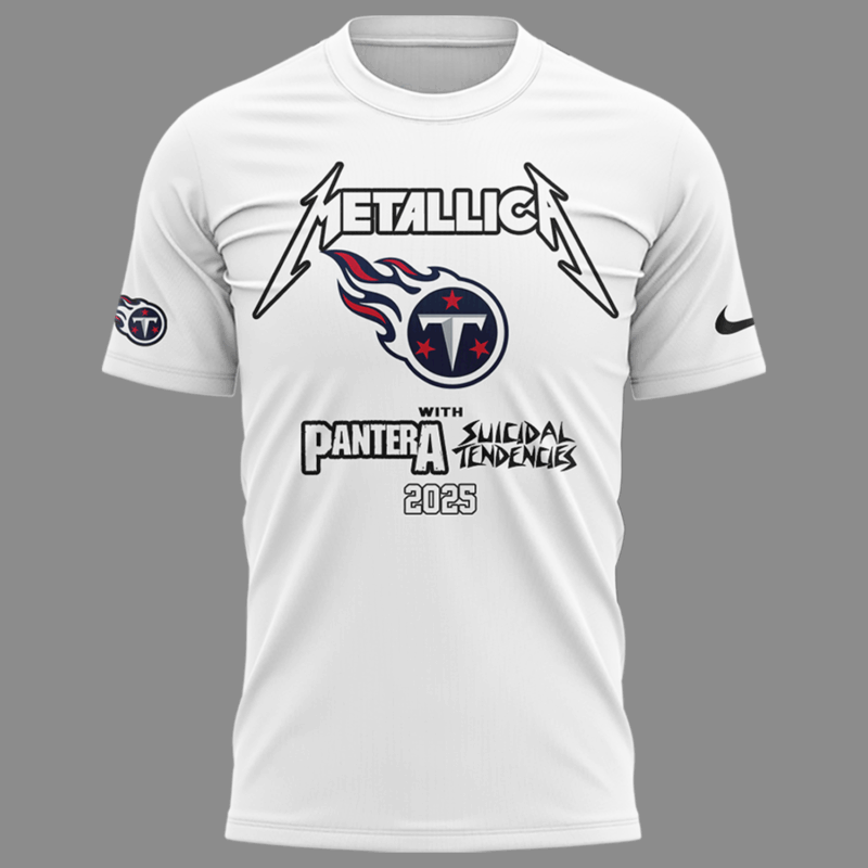 Limited Edition M72 World Tour x Tennessee Titans White Tshirt 2025 - Image 2
