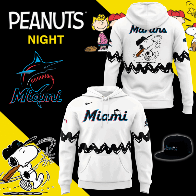 Limited edition Miami Marlins Peanuts Night 2025 Hoodie