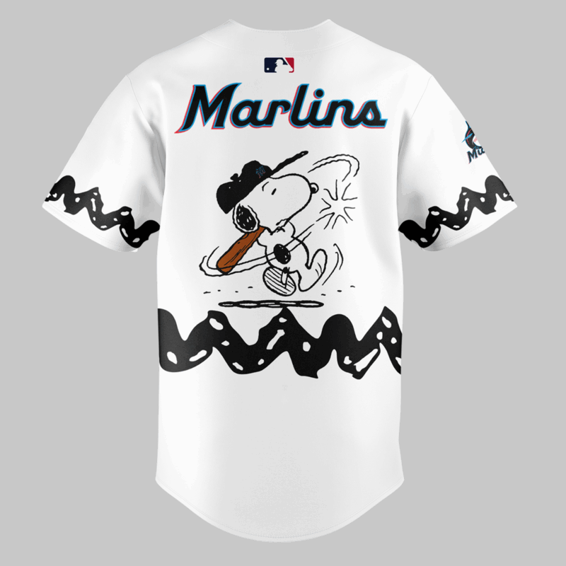 Limited edition Miami Marlins Peanuts Night 2025 Jersey - Image 3