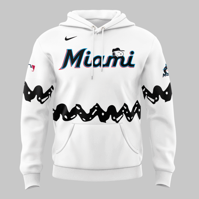 Limited edition Miami Marlins Peanuts Night 2025 Hoodie - Image 2