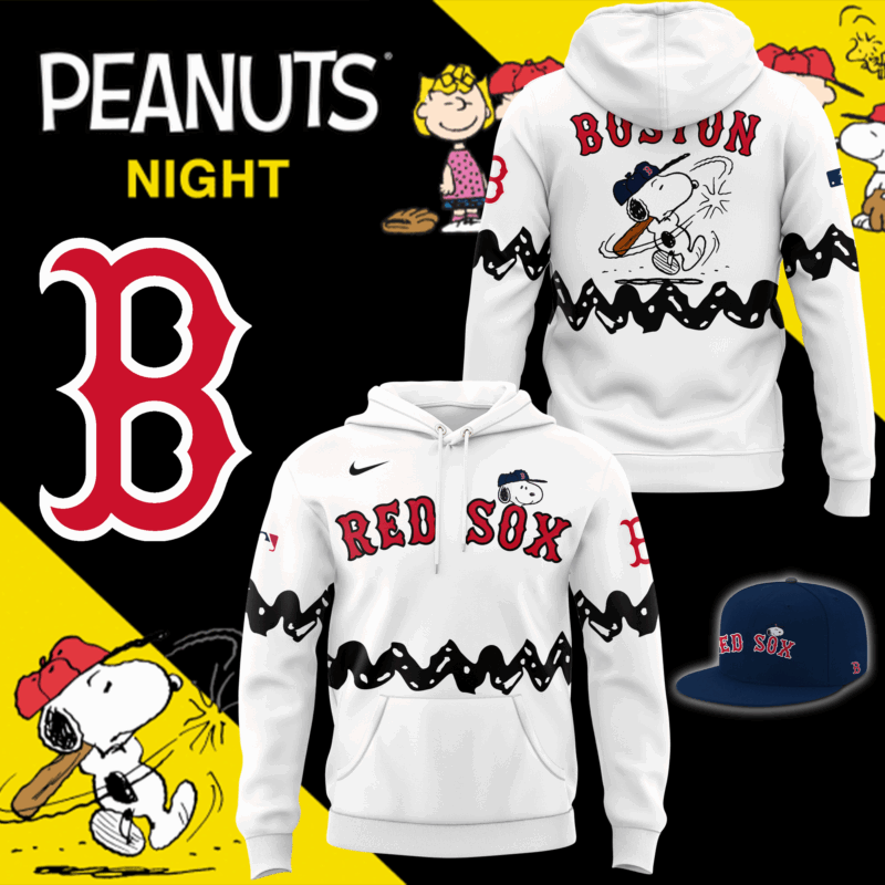 Limited edition Boston Red Sox x Peanuts Night white Hoodie