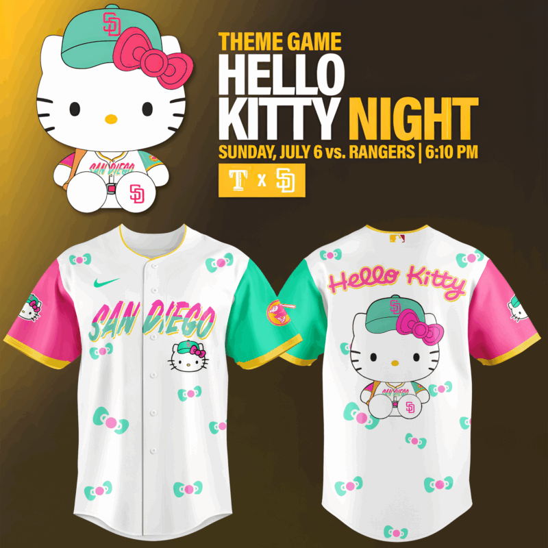 San Diego Padres x hello kitty limited edition 2025 BASEBALL JERSEY