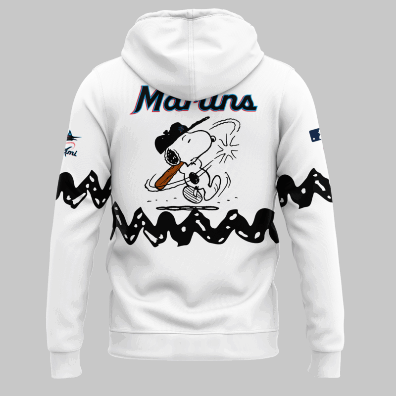 Limited edition Miami Marlins Peanuts Night 2025 Hoodie - Image 3