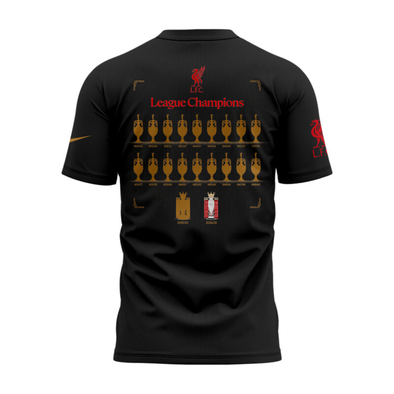 LFC EPL Champions 24/25 Adults Tshirt Black - Image 3