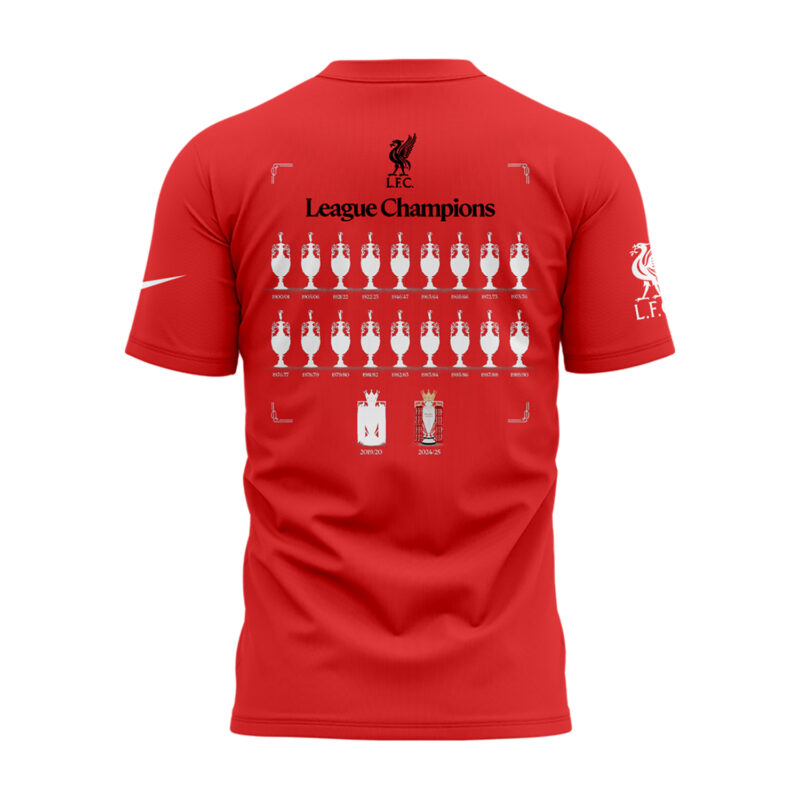 LFC EPL Champions 24/25 Adults Tshirt Red - Image 3