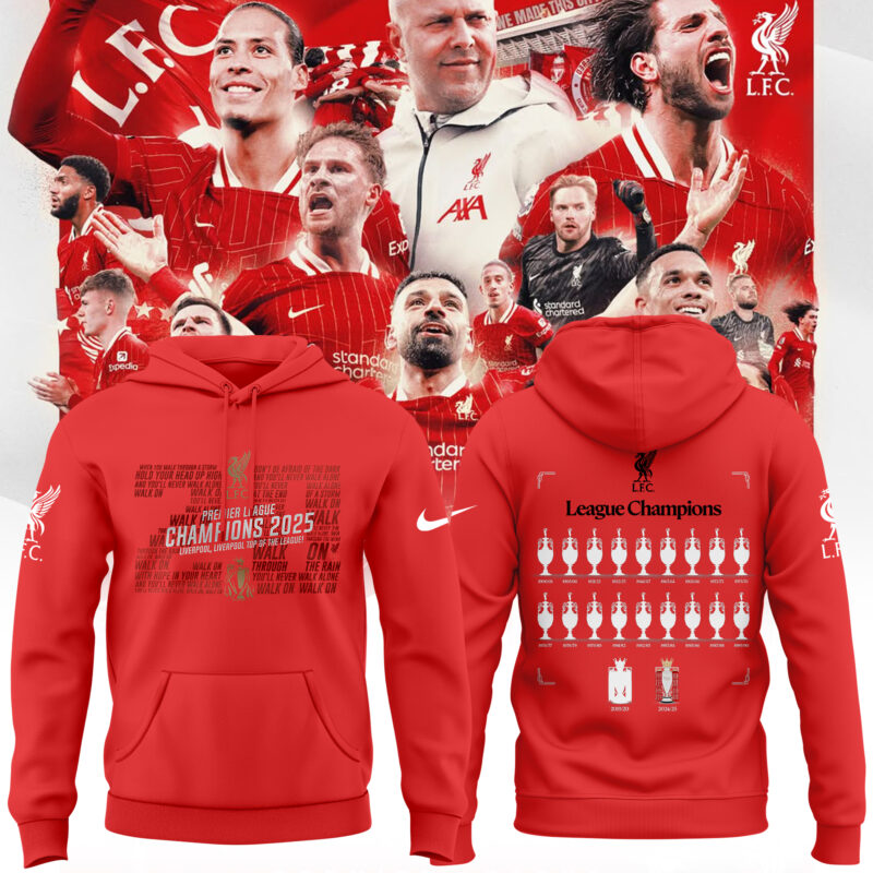LFC EPL Champions 24/25 Adults Hoodie Red
