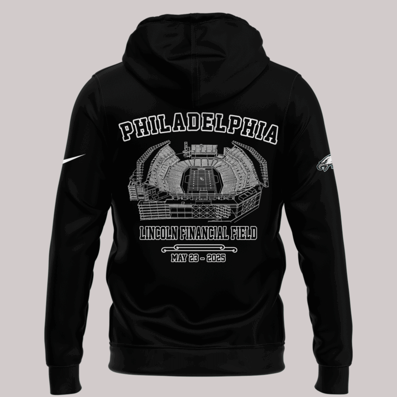Limited Edition M72 World Tour x Philadelphia Eagles Black Hoodie 2025 - Image 3