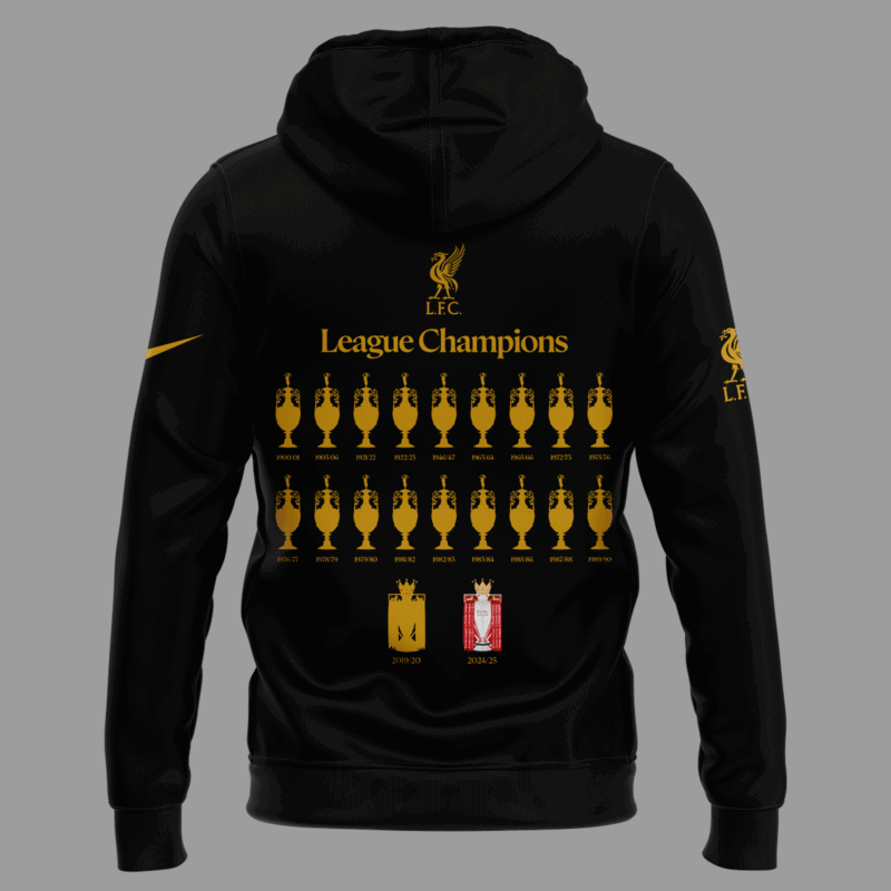 Liverpool F.C. EPL Champions 24/25 Limited Edition Black Hoodie - Image 3