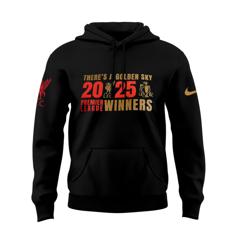LFC EPL Champions 24/25 Adults Hoodie Black I - Image 2