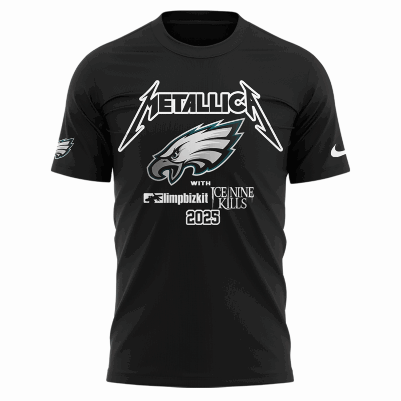 Limited Edition M72 World Tour x Philadelphia Eagles Black Tshirt 2025 - Image 2