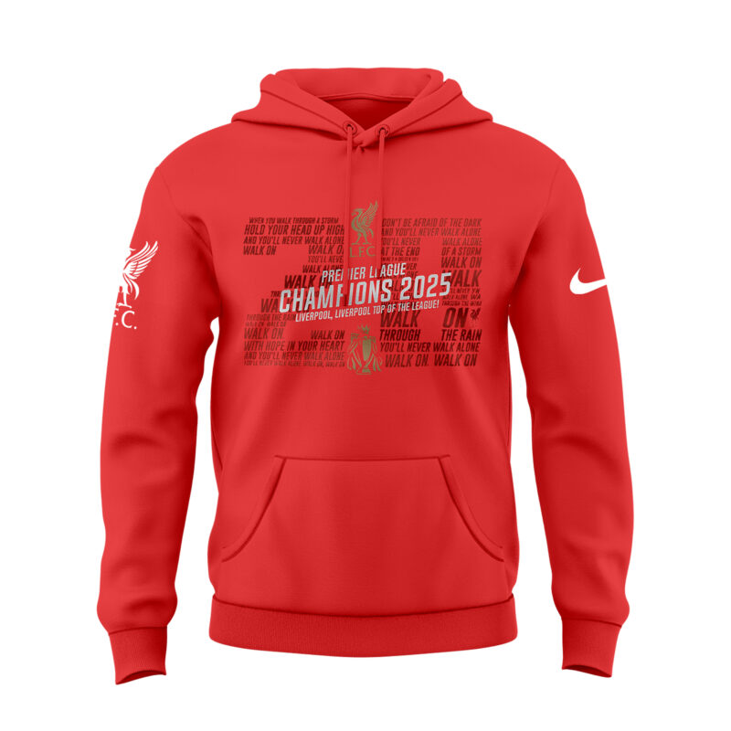 LFC EPL Champions 24/25 Adults Hoodie Red I - Image 2