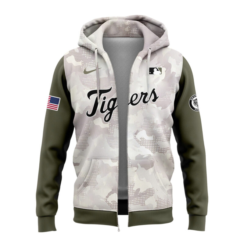 Special New Beige/Olive 2025 Armed Forces Day DT Zip Hoodie - Image 2