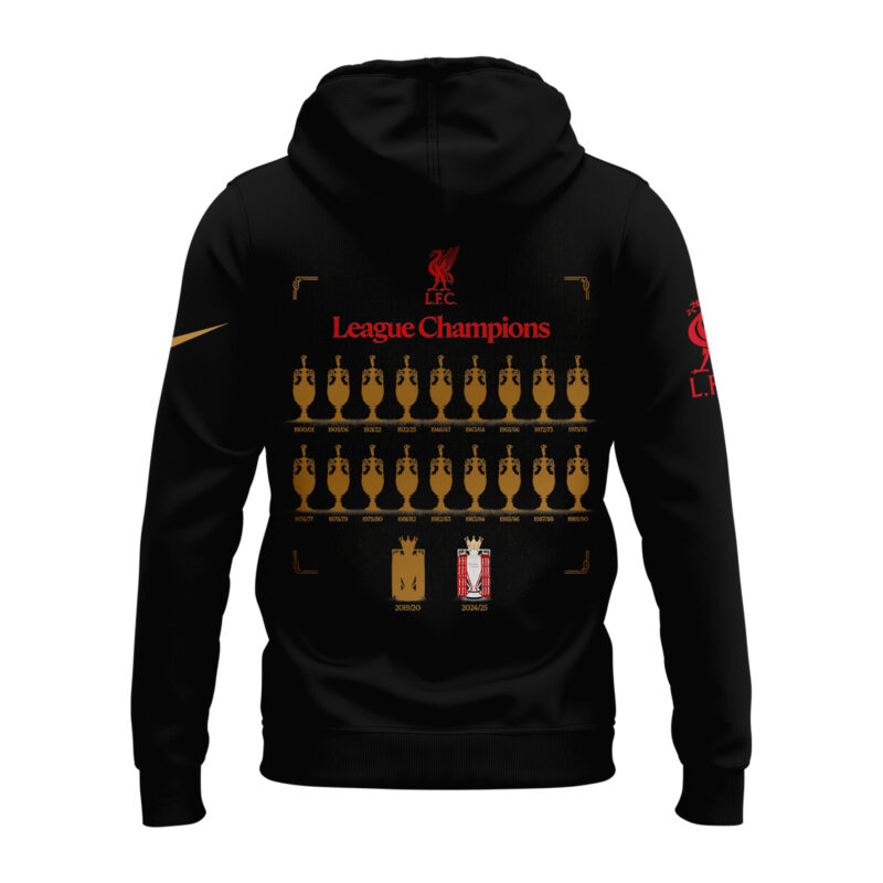 LFC EPL Champions 24/25 Adults Hoodie Black - Image 3