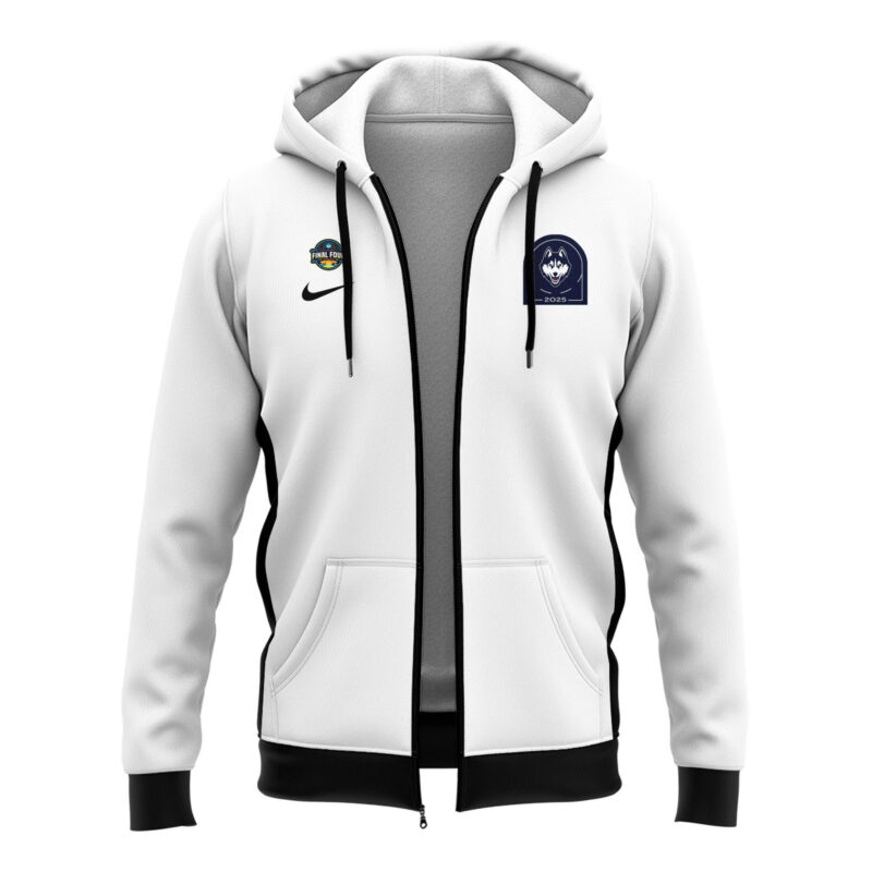 Limited Edition White Uniform UConn Women’s Basketball Zip Hoodie 2 - Image 2