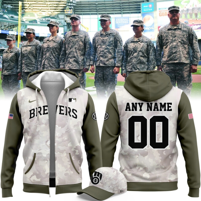 Special New Beige/Olive 2025 Armed Forces Day MB Zip Hoodie Custom Name Numbers
