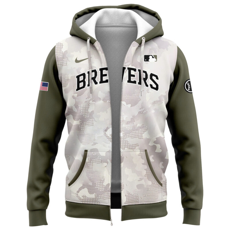 Special New Beige/Olive 2025 Armed Forces Day MB Zip Hoodie Custom Name Numbers - Image 2
