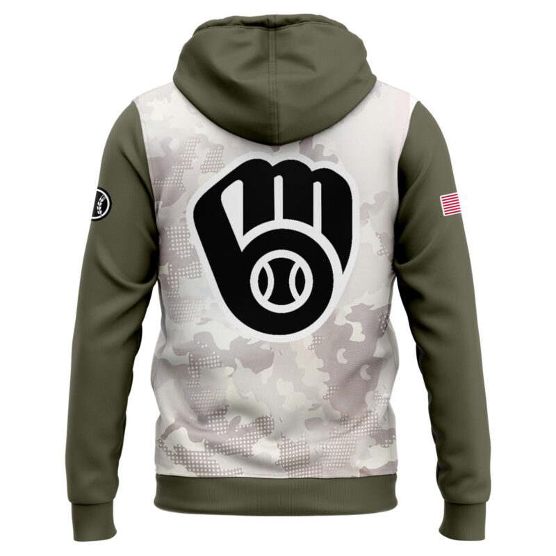 Special New Beige/Olive 2025 Armed Forces Day MB Zip Hoodie - Image 3