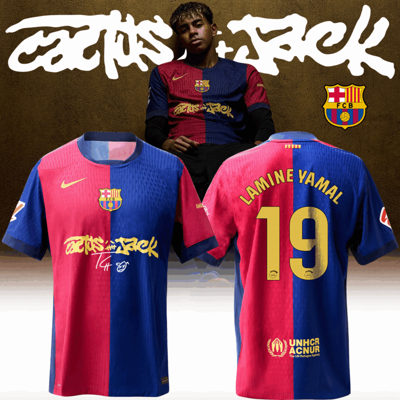 Limited Edition FC BARCELONA x TRAVIS SCOTT 24/25 men's home jersey signed by the Travis Scott