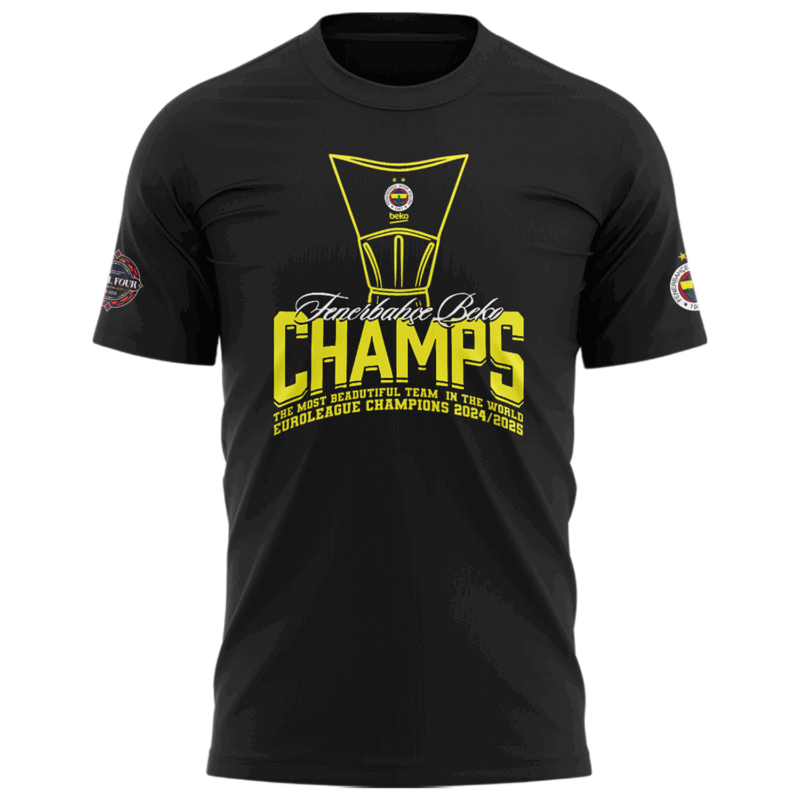Exclusive Versio _EuroLeague Fenerbahçe Beko Champions Black Tshirt 2025 - Image 2