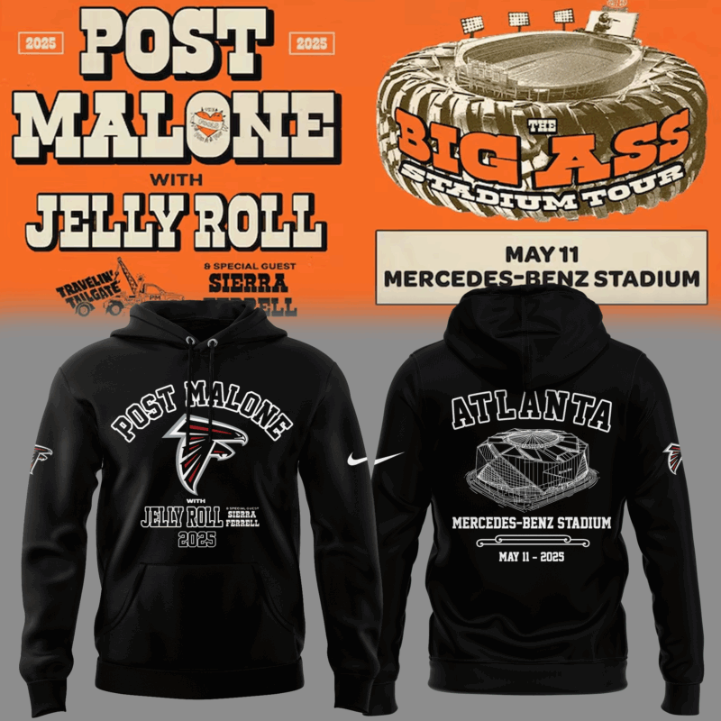 Limited Edition The Big Ass Stadium Tour x Atlanta Falcons Black Hoodie 2025