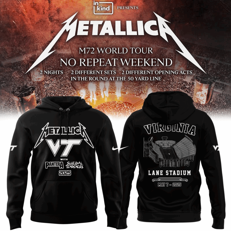 Limited Edition M72 World Tour x Virginia Tech Hokies Black Hoodie 2025