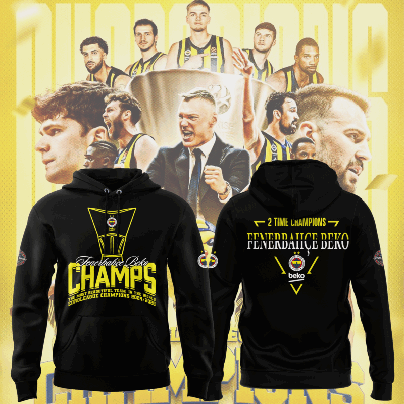 Exclusive Versio _EuroLeague Fenerbahçe Beko Champions Black Hoodie 2025