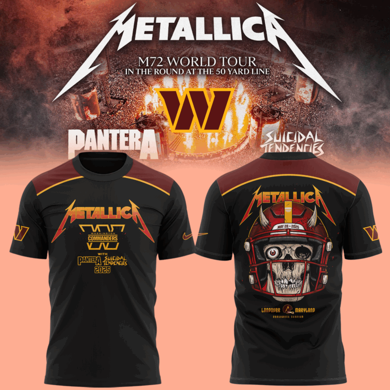 Limited Edition M72 World Tour With Pantera And Suicidal Tendencies x Washington Commanders Tshirt 2025