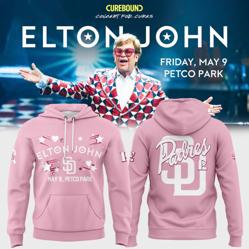 Limited Edition Elton John x San Diego Padres Pink Hoodie 2025