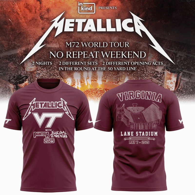Limited Edition M72 World Tour x Virginia Tech Hokies Tshirt 2025