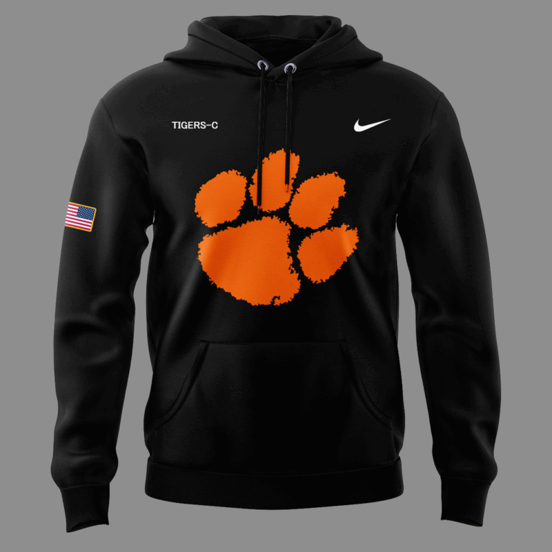 Limited Edition Clemson Softball Military Appreciation Black Hoodie - Image 2