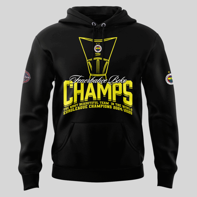 Exclusive Versio _EuroLeague Fenerbahçe Beko Champions Black Hoodie 2025 - Image 2