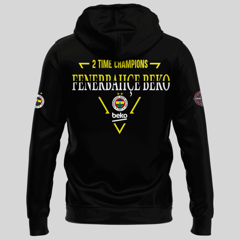 Exclusive Versio _EuroLeague Fenerbahçe Beko Champions Black Hoodie 2025 - Image 3